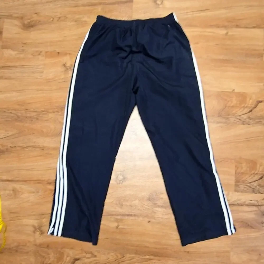 Adidas Mens Track Pants Navy Blue Striped Athletic Sportswear M Sweatpants